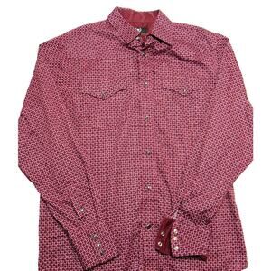 House Of Lords Men's‎ Shirt Purple Print Pearl Snap Y2K Grunge Western Medium